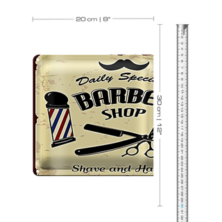 Blechschild Spruch 20x30cm Barbershop shave and haircut
