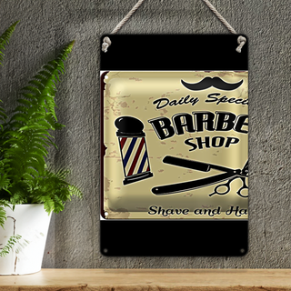 Blechschild Spruch 20x30cm Barbershop shave and haircut