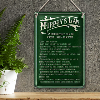 Blechschild Spruch 20x30cm Murphy's Law Anything That Can