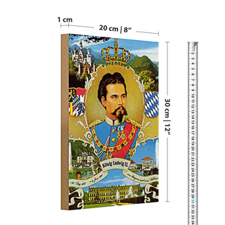 Holzschild Portrait 20x30cm Ludwig II König Bayern King
