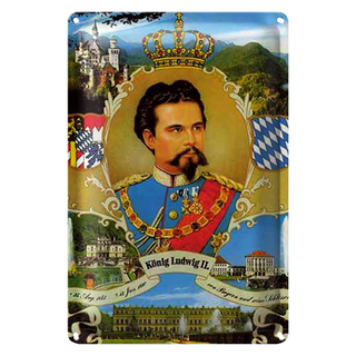 Blechschild Portrait 20x30cm Ludwig II König Bayern King