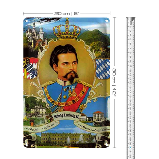 Blechschild Portrait 20x30cm Ludwig II König Bayern King