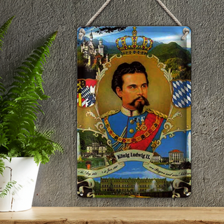 Blechschild Portrait 20x30cm Ludwig II König Bayern King