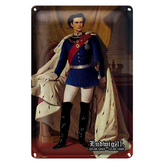 Blechschild Portrait 20x30cm Ludwig II König 1845 Bayern