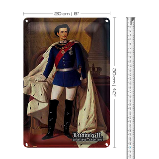Blechschild Portrait 20x30cm Ludwig II König 1845 Bayern