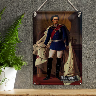 Blechschild Portrait 20x30cm Ludwig II König 1845 Bayern