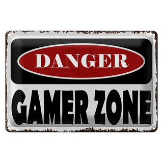 Blechschild Spruch 30x20cm danger Gamer Zone