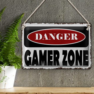 Blechschild Spruch 30x20cm danger Gamer Zone
