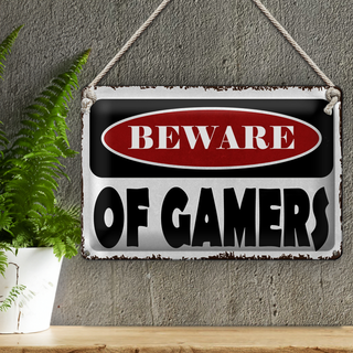 Blechschild Spruch 30x20cm beware of gamers