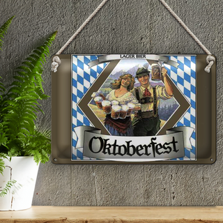 Blechschild Spruch 30x20cm Oktoberfest Lager Bier Bayern