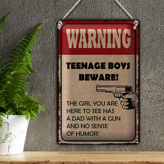 Blechschild Spruch 20x30cm warning teenage boys beware