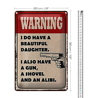 Blechschild Spruch 20x30cm warning have beautiful daughter