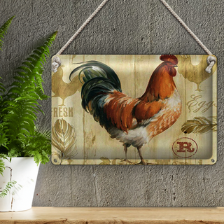 Blechschild Spruch 30x20cm Huhn Hühner Eggs frische Eier