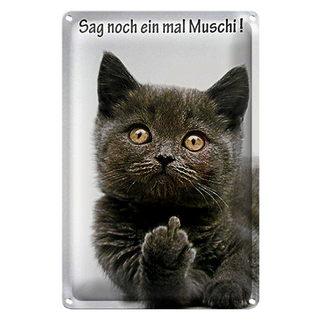 Blechschild Spruch 20x30cm Katze sag noch ein mal Muschi