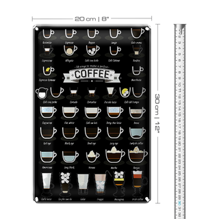 Blechschild Spruch 20x30cm Coffee 38 ways to make a perfect
