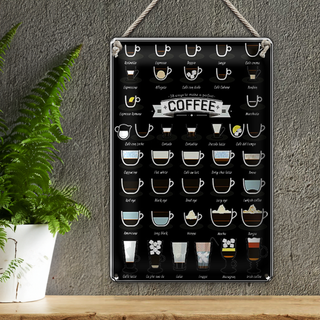 Blechschild Spruch 20x30cm Coffee 38 ways to make a perfect