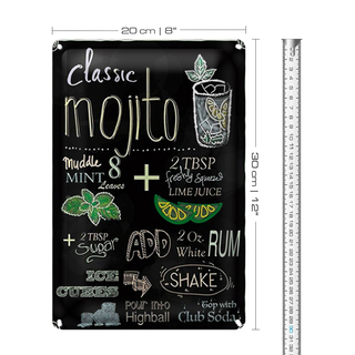 Blechschild Rezept 20x30cm classic mojito white Rum Soda