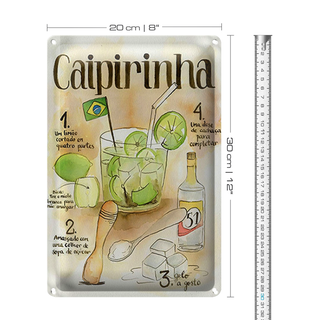Blechschild Rezept 20x30cm Caipirinha limao dose de cachaca