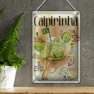 Blechschild Rezept 20x30cm Caipirinha limao dose de cachaca