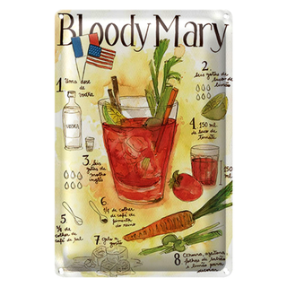 Blechschild Rezept 20x30cm Bloody Mary Vodka limao tomate