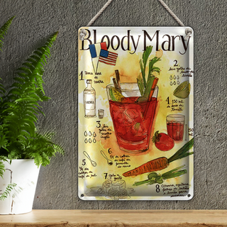 Blechschild Rezept 20x30cm Bloody Mary Vodka limao tomate