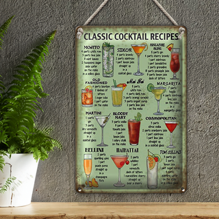 Blechschild Rezept 20x30cm classic Cocktails Recipes Mojito