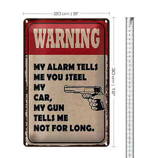 Blechschild Spruch 20x30cm warning my alarm tells my car