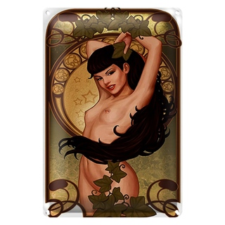 Blechschild Pin up 20x30cm sexy Frau Girl Efeu Piercing