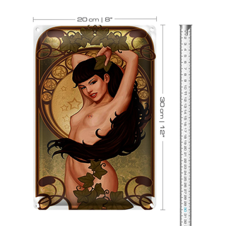 Blechschild Pin up 20x30cm sexy Frau Girl Efeu Piercing