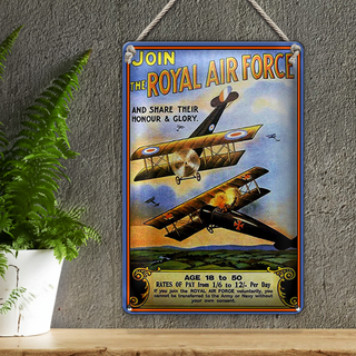 Blechschild Spruch 20x30cm Flugzeug Royal air force Age 18