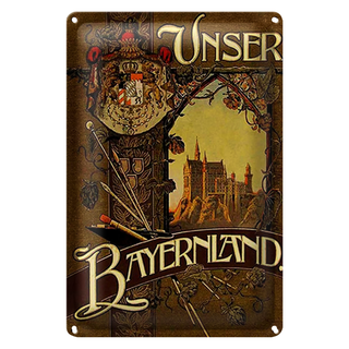 Blechschild Bayern 20x30cm Schloss Neuschwanstein Schwangau