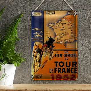 Blechschild Spruch 20x30cm le film Fahrrad Tour France 1952