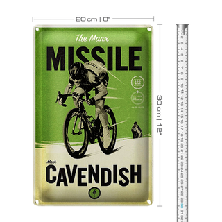 Blechschild Fahrrad 20x30cm the Manx missile Mark Cavendish