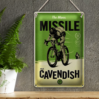 Blechschild Fahrrad 20x30cm the Manx missile Mark Cavendish