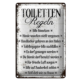Blechschild Spruch 20x30cm Toiletten Regel bitte hinsetzen