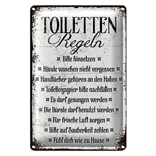 Blechschild Spruch 20x30cm Toiletten Regel bitte hinsetzen