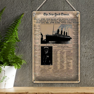 Blechschild Zeitung 20x30cm New York Times Titanic sinks