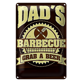 Blechschild Spruch 20x30cm Dads barbecue grab a beer