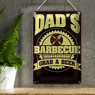Blechschild Spruch 20x30cm Dads barbecue grab a beer