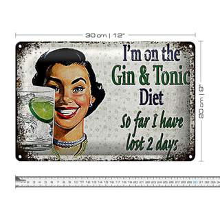 Blechschild Spruch 30x20cm Im on the Gin & Tonic Diet