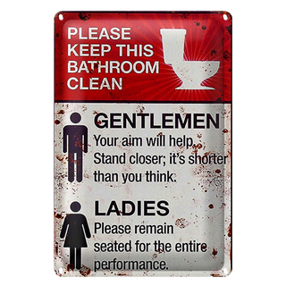 Blechschild Spruch 20x30cm Gentlemen Ladies WC Toilette