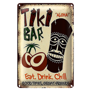 Blechschild Spruch 20x30cm TIKI Bar Aloha eat drink chill