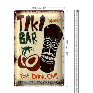Blechschild Spruch 20x30cm TIKI Bar Aloha eat drink chill