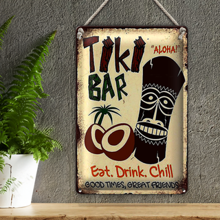 Blechschild Spruch 20x30cm TIKI Bar Aloha eat drink chill