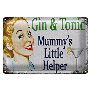 Blechschild Spruch 30x20cm Gin Tonic Mummy´s little helper