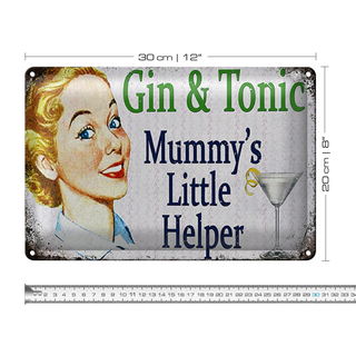 Blechschild Spruch 30x20cm Gin Tonic Mummy´s little helper