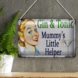 Blechschild Spruch 30x20cm Gin Tonic Mummy´s little helper