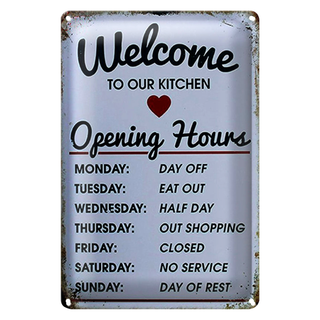 Blechschild Spruch 20x30cm welcome to our Kitchen Opening