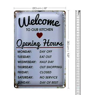 Blechschild Spruch 20x30cm welcome to our Kitchen Opening