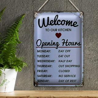 Blechschild Spruch 20x30cm welcome to our Kitchen Opening